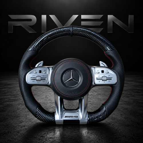 Carbon Fibre Mercedes Steering Wheel Full Set CF-001 - RIVEN studio