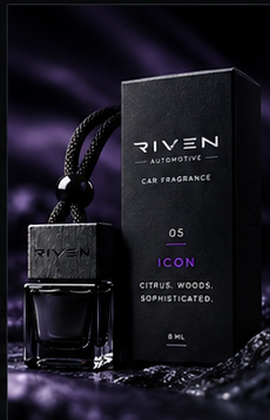 RIVEN No.05 ICON car fragrance with its box